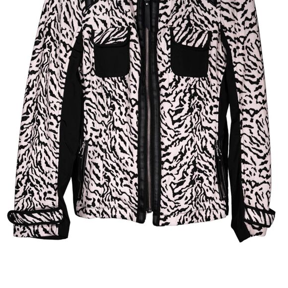 Chico's Women's Jacket Animal Print Stretch Full Zip Mock Neck Pockets 0 US S/4 - Picture 6 of 9